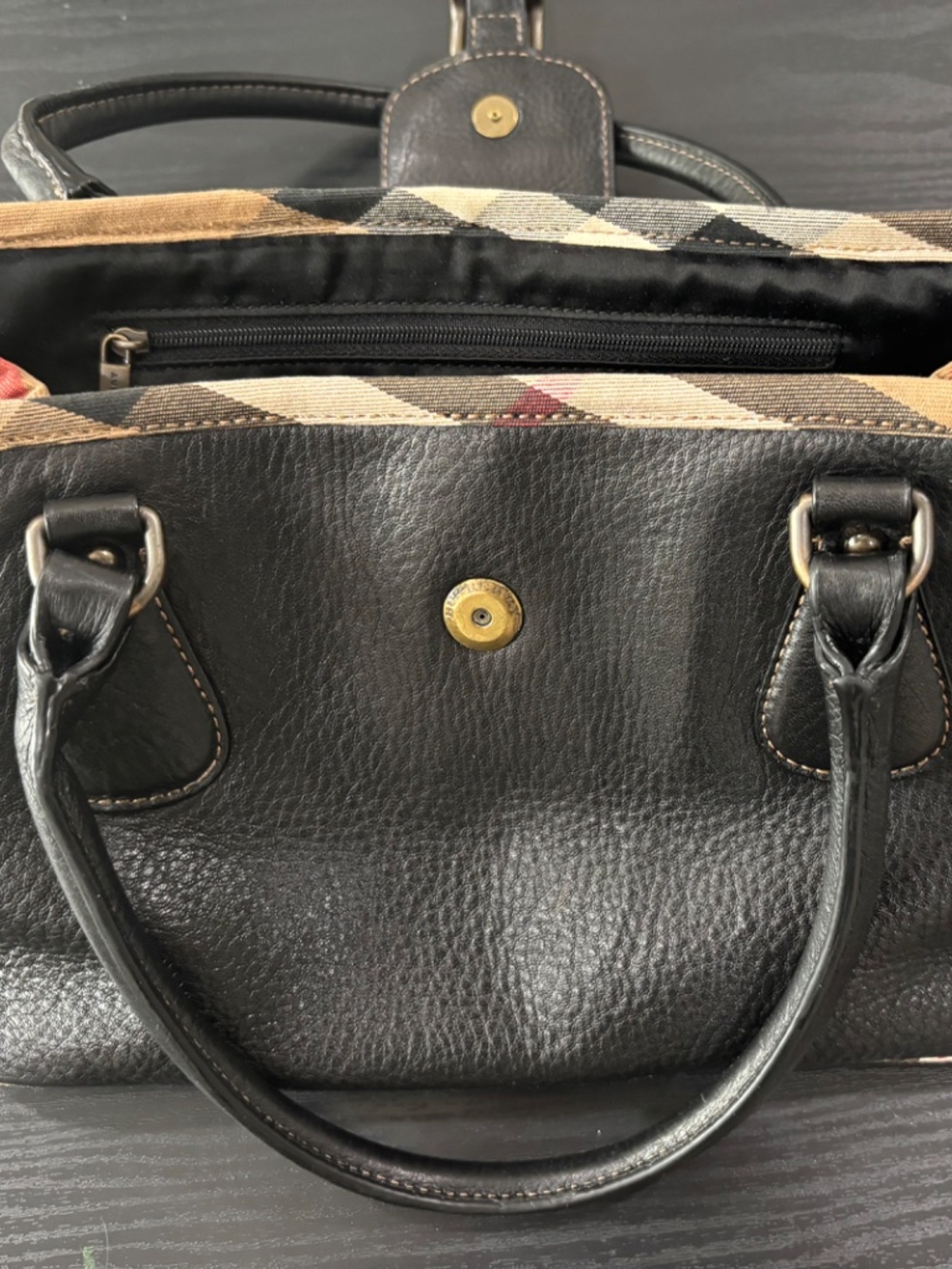 Burberry black leather bag, authentic vintage - Picture 2 of 14